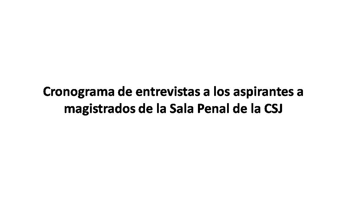 Lee más sobre el artículo Cronograma de entrevistas a los aspirantes a magistrados de la Sala Penal de la CSJ